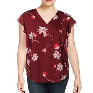 28. Lauren Ralph Lauren Blouse in Deep Crimson &Floral